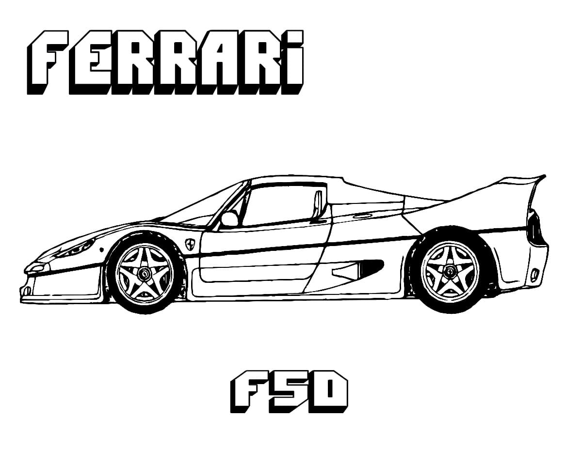 Ferrari F50 autó színező. Ingyenes letöltés, nyomtatás vagy színezés ...