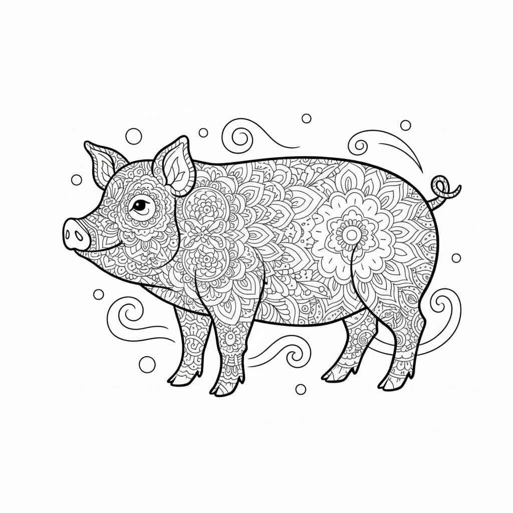 Csodálatos malac mandala ingyenes