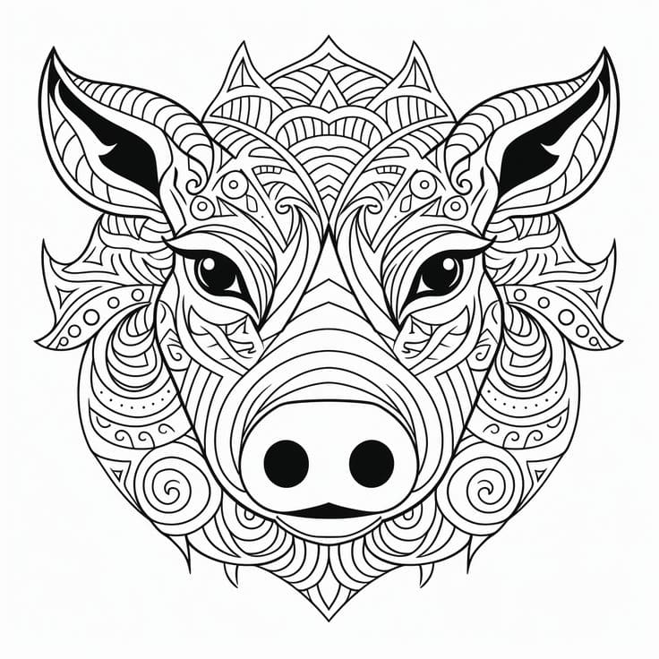 Ingyenesen nyomtatható Malac Mandala