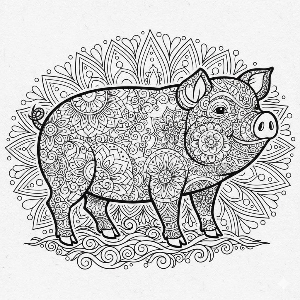 Nagyon egyszerű malac mandala