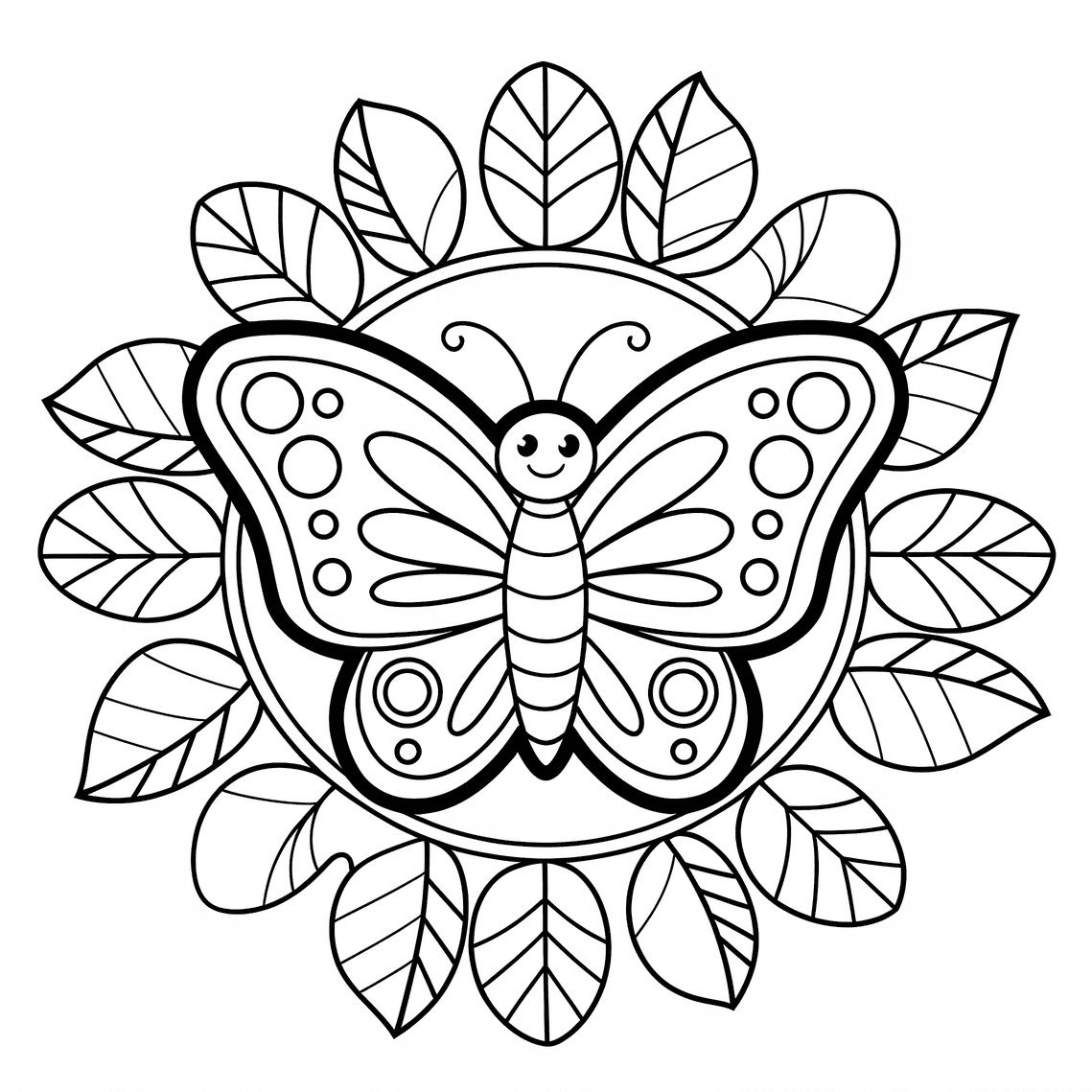 Pillangó mandala ingyenes nyomtatáshoz