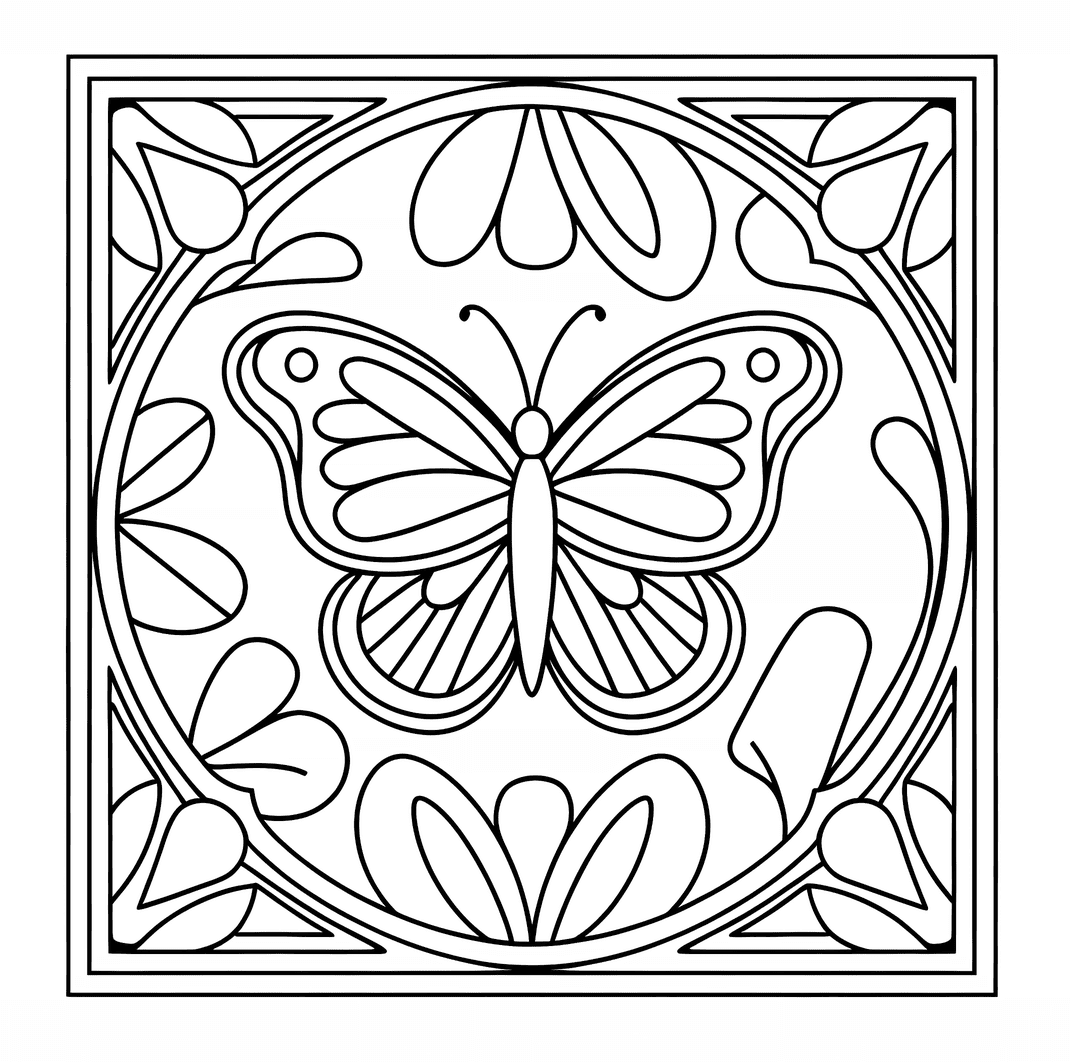 Pillangó mandala nyomtatásra gyerekeknek