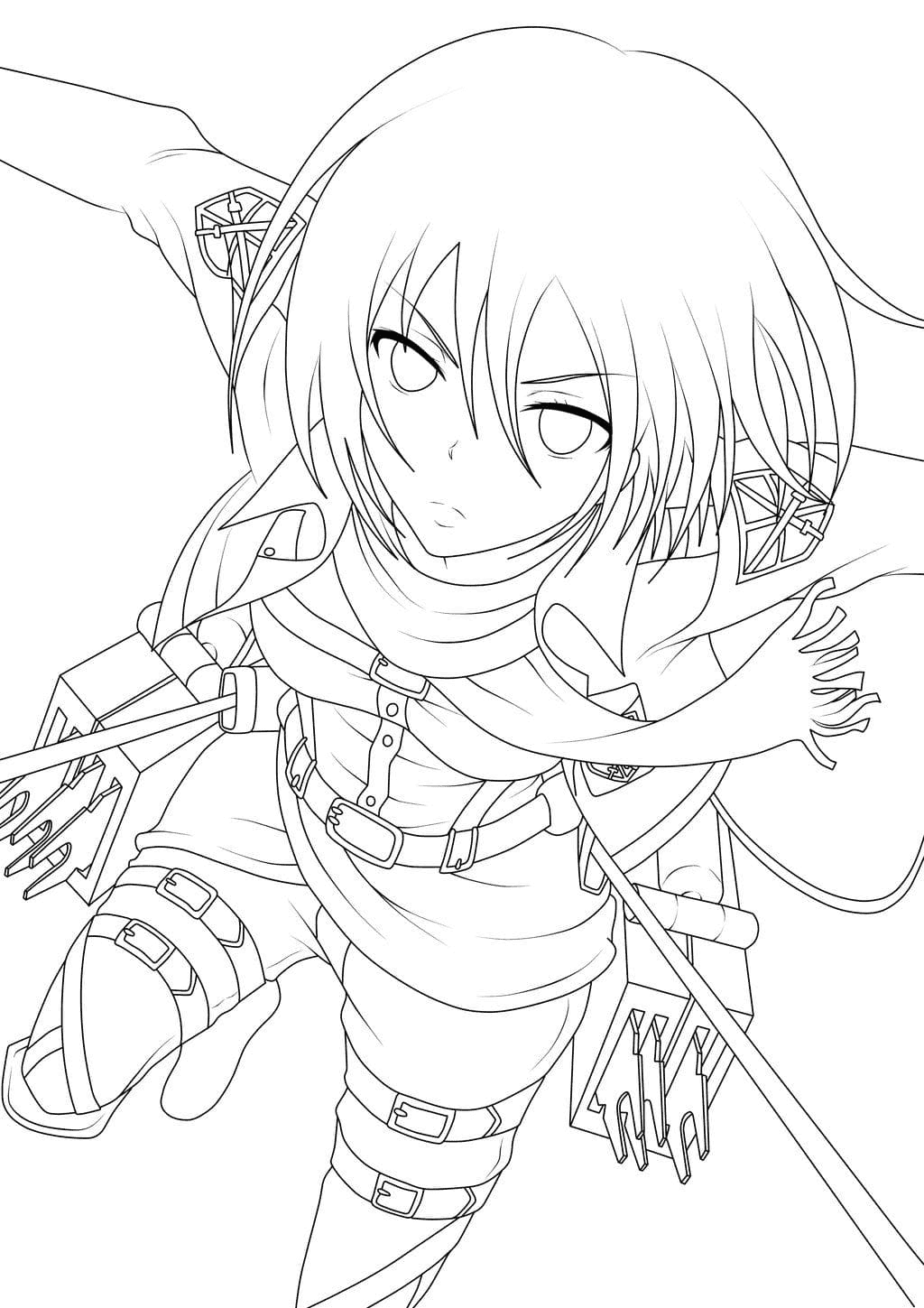 Attack on Titan Mikasa színező Attack on Titan Mikasa