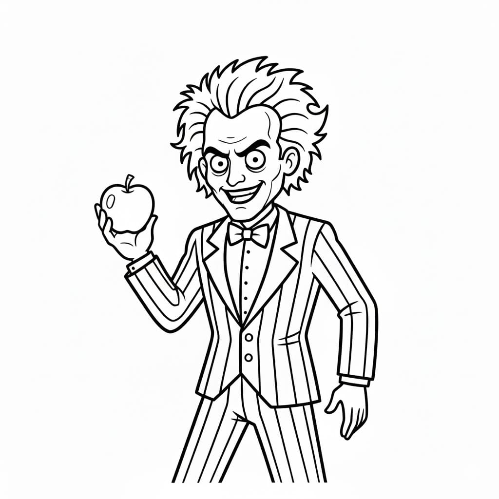 Beetlejuice almát tart színező Beetlejuice almát tart