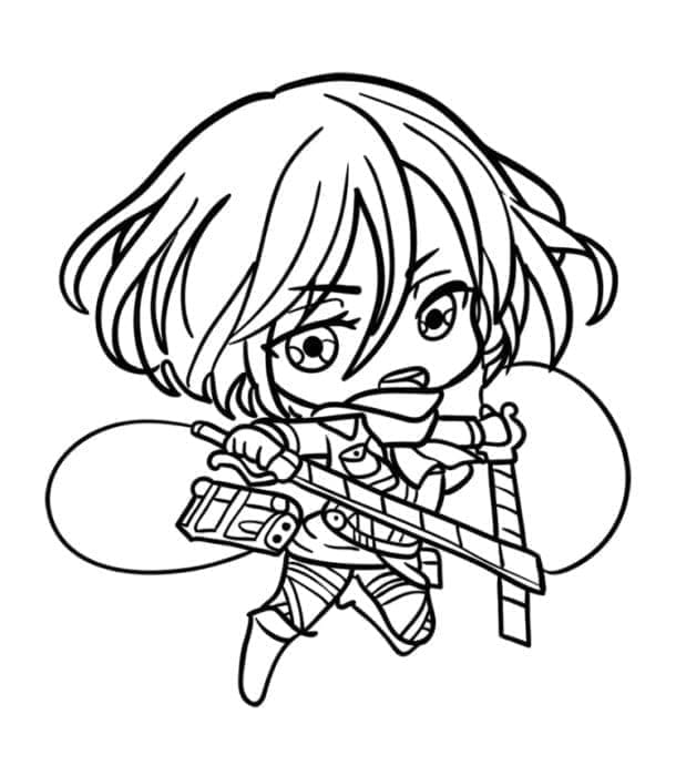 Chibi Mikasa Ackerman színező Chibi Mikasa Ackerman