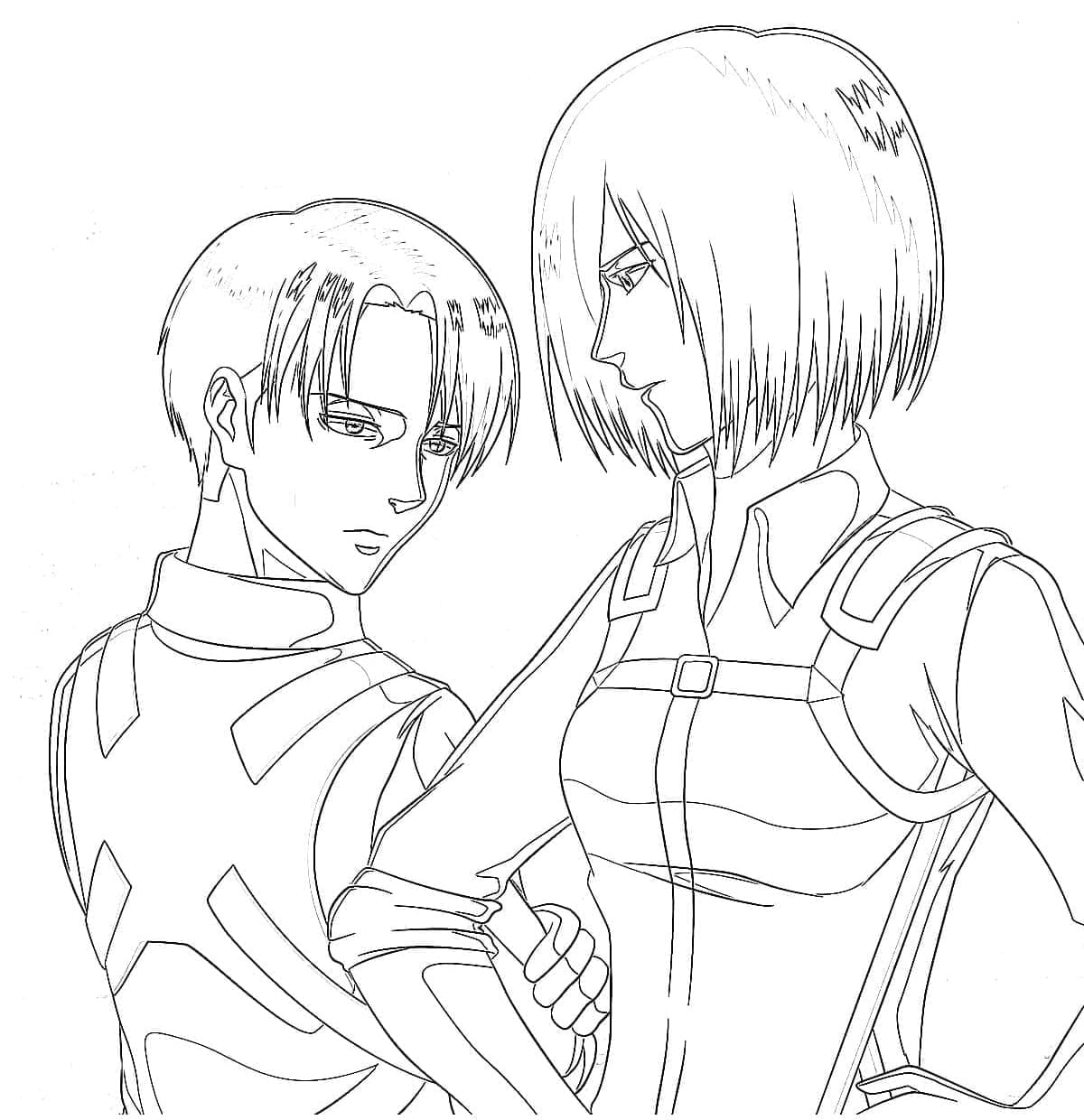 Levi és Mikasa színező Levi és Mikasa