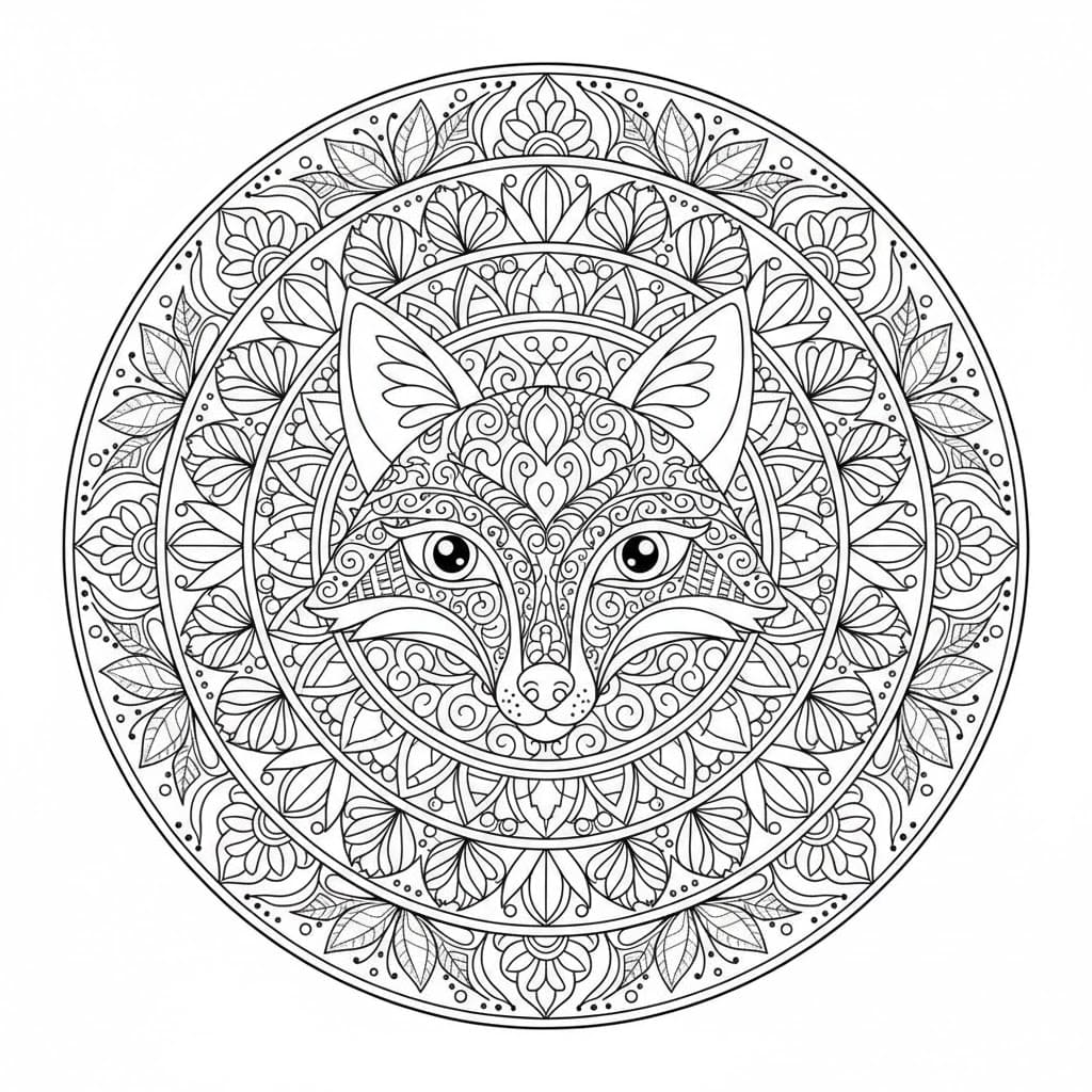 Ingyenes róka mandala nyomtatás