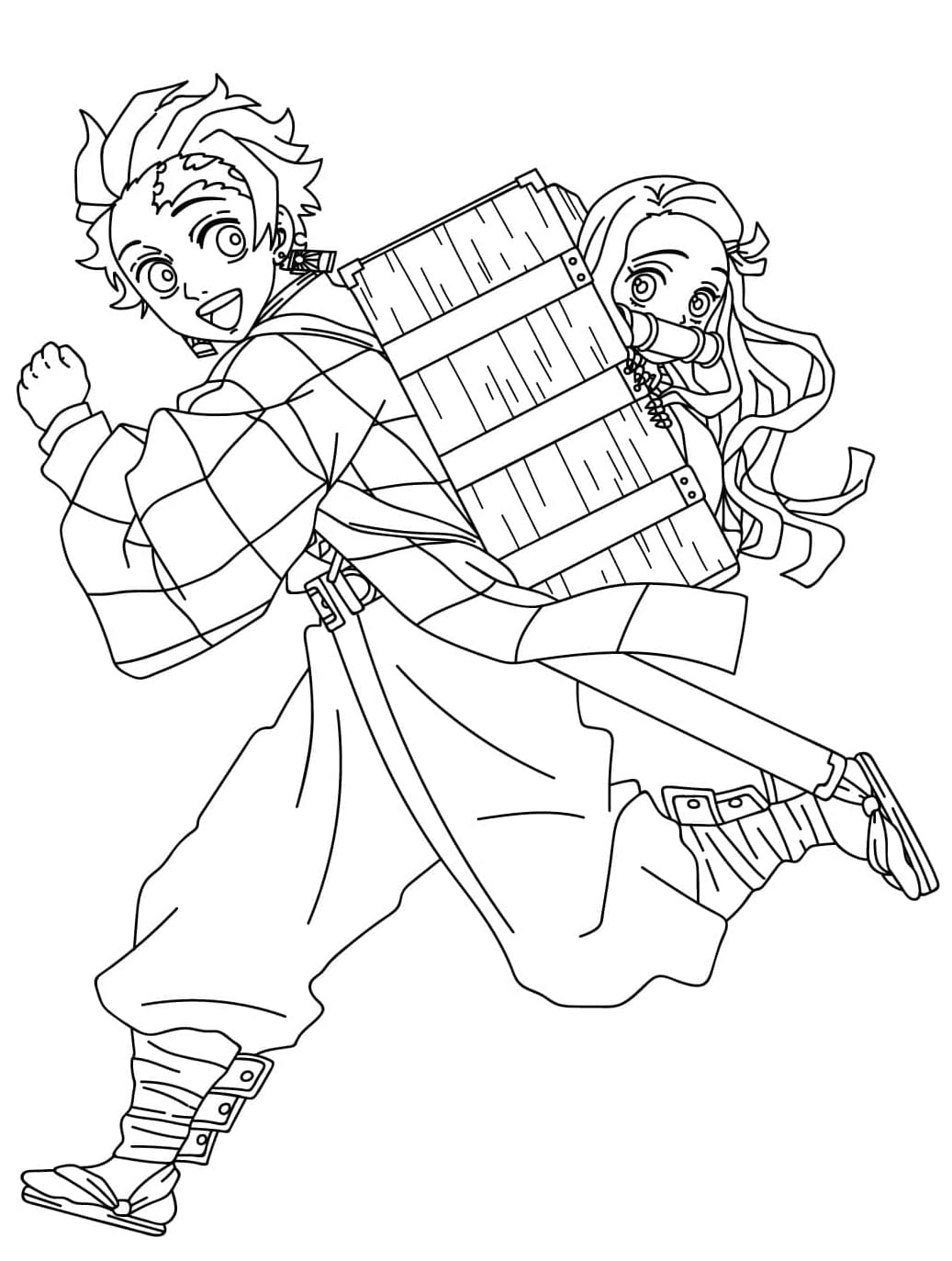 Tanjiro és Nezuko fut