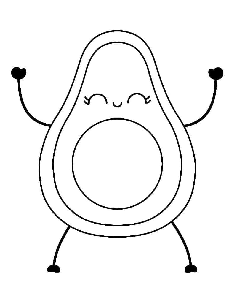 Ingyenesen nyomtatható aranyos avokádó