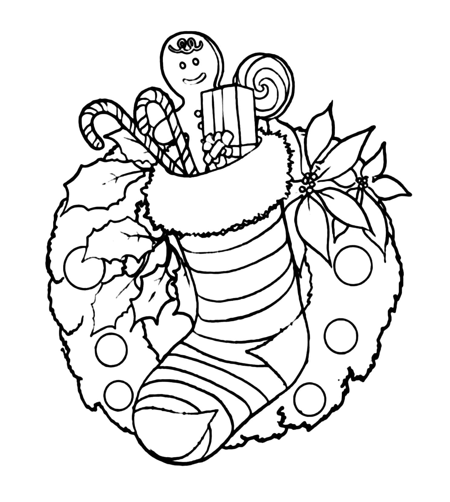 Karácsonyi koszorú harisnyával