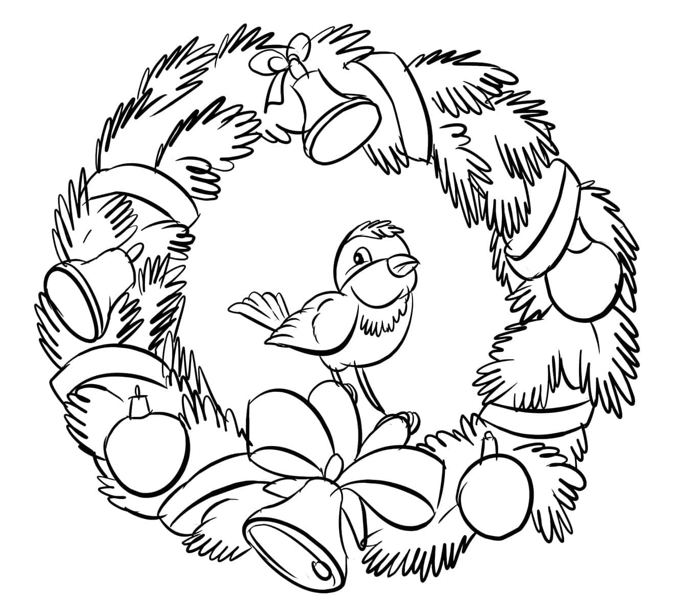 Karácsonyi koszorú madárral