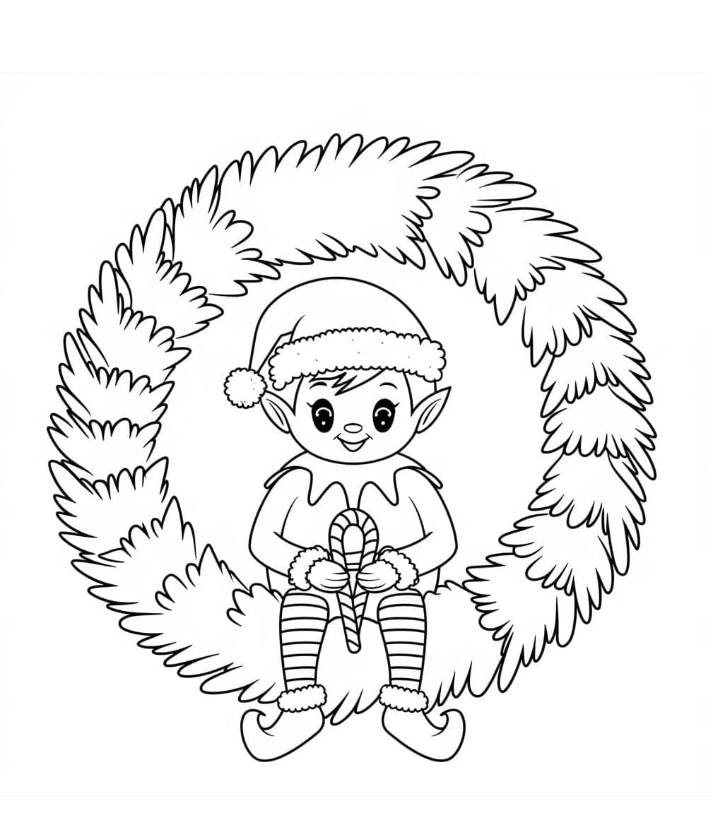 Manó karácsonyi koszorúval