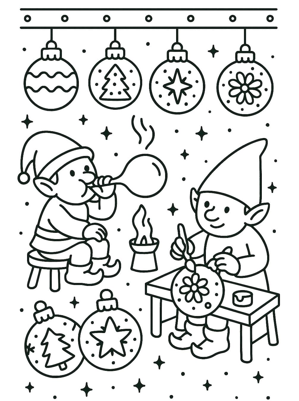 Manók karácsonyfadíszeket készítenek