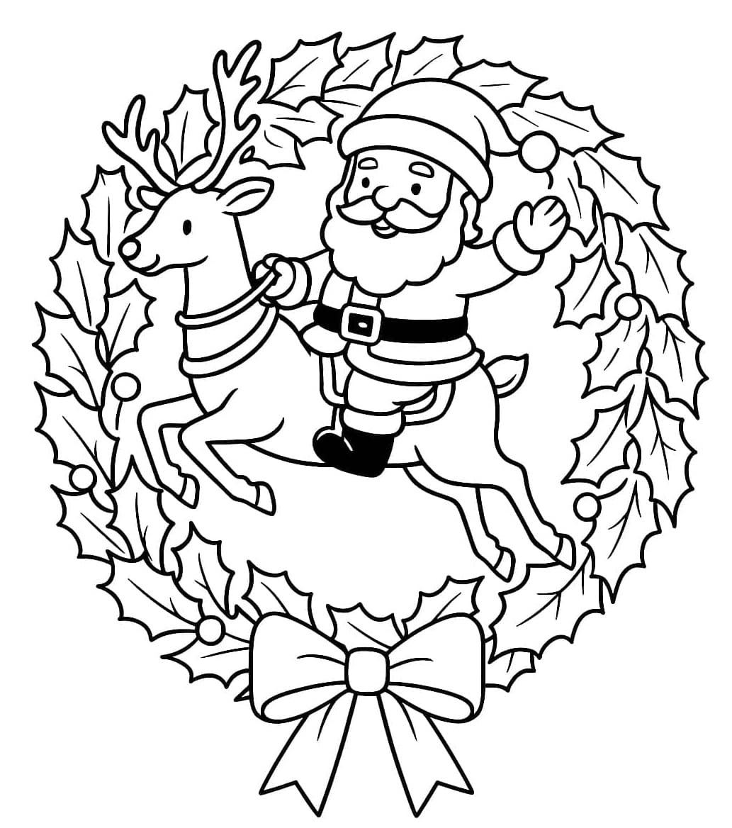 Mikulás és karácsonyi koszorú