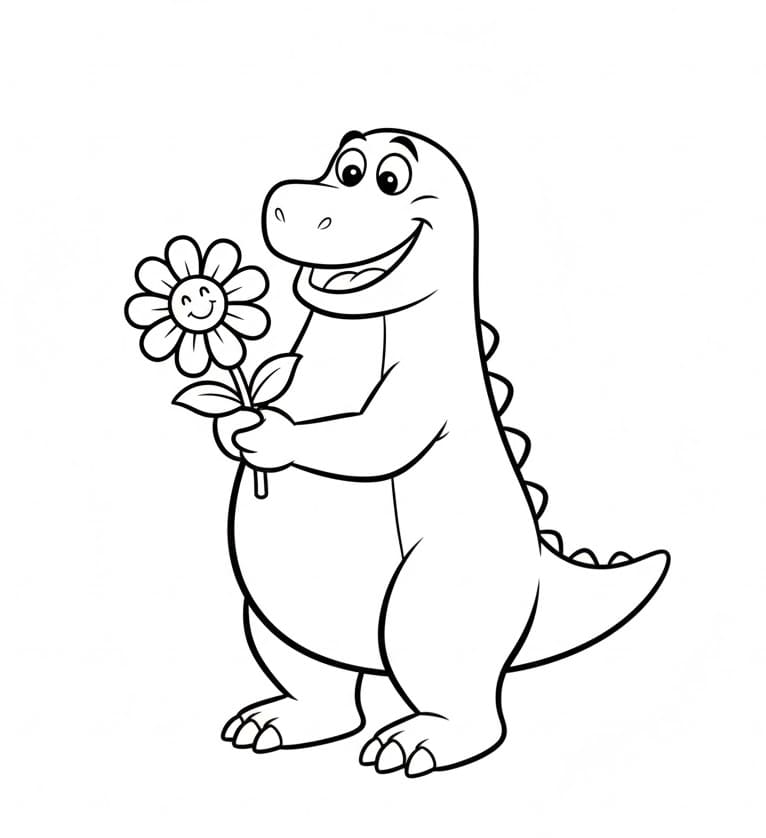 Barney egy virágot tart a kezében