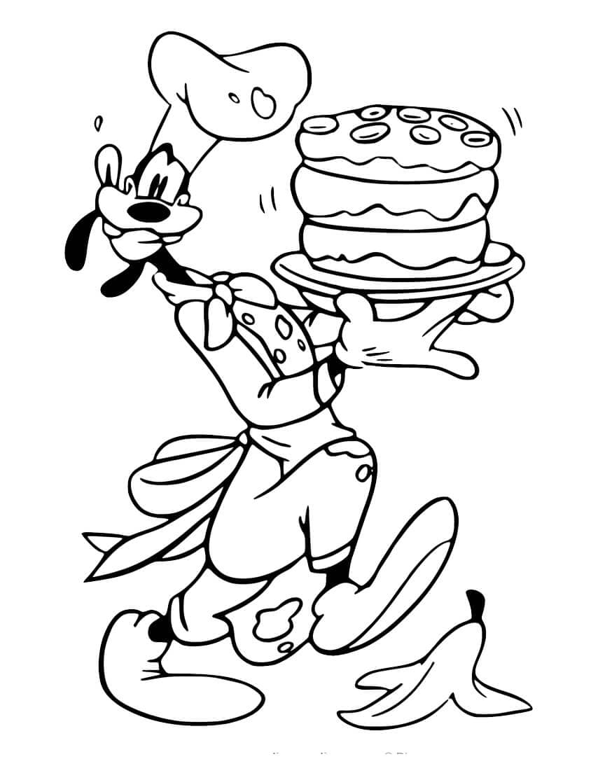 Goofy séf banánhéjjal tartja a tortát