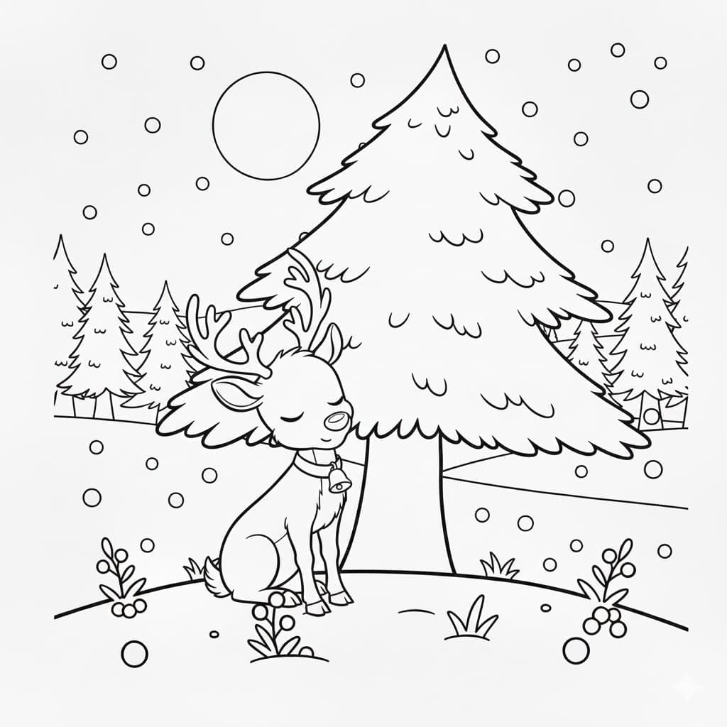 Rénszarvas ül a fán