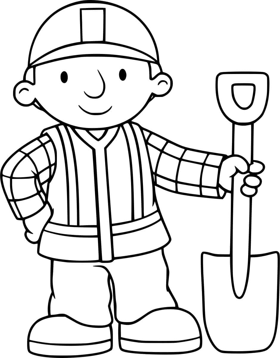 Bob egy ásót tart a kezében