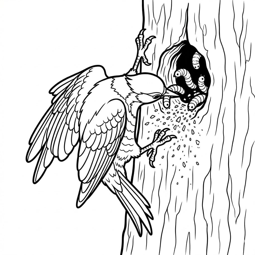 Fiókát Etető Harkály