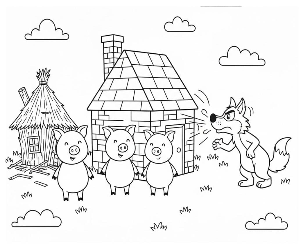 A Három Kismalac színező