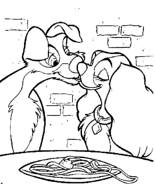 A hölgy és a csavargó első csókja