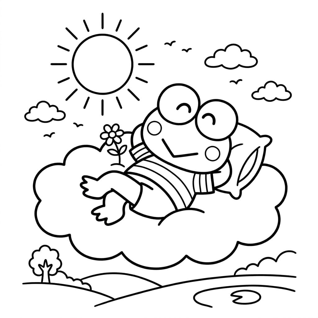 Álmodozó Keroppi a felhőn