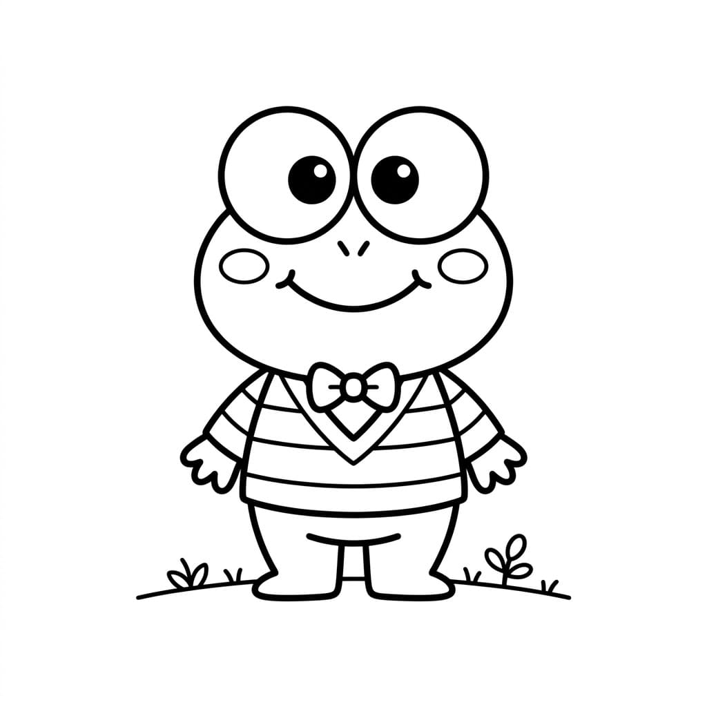 Boldog Keroppi csokornyakkendőben