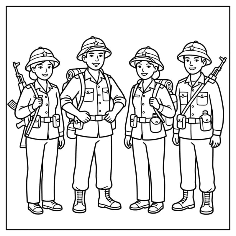 Felszereléssel rendelkező katonák