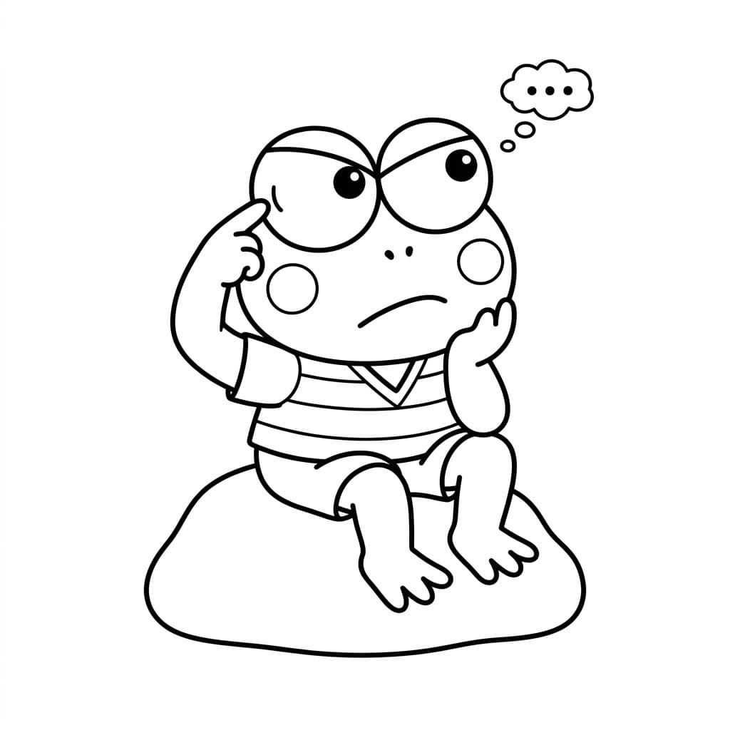 Gondolkodó Keroppi a kövön