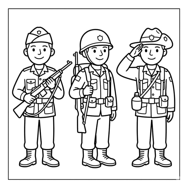 Három katona készen áll