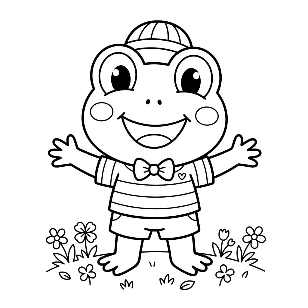 Keroppi virágok között