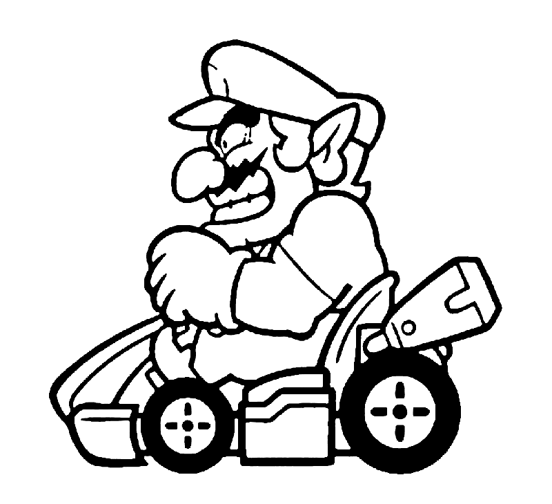 Mario egy autóval a Mario Kartból