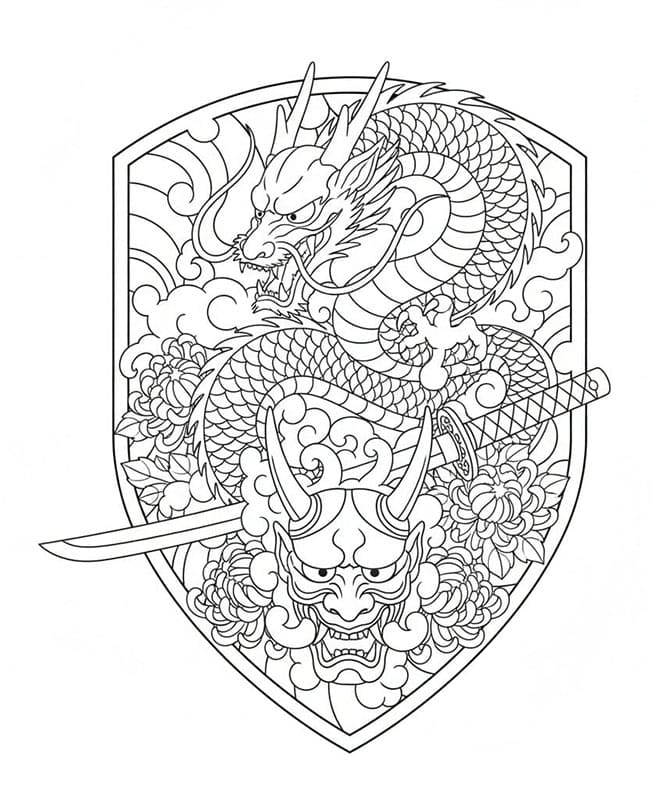 Sárkány tetoválás karddal