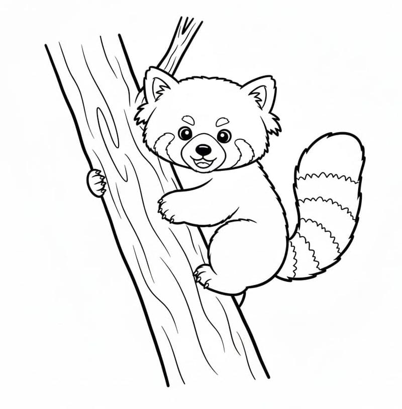 Vörös panda öleli a fát