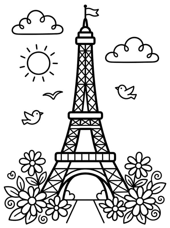 Döntetlen Eiffel Torony ingyenesen nyomtatható alapvető
