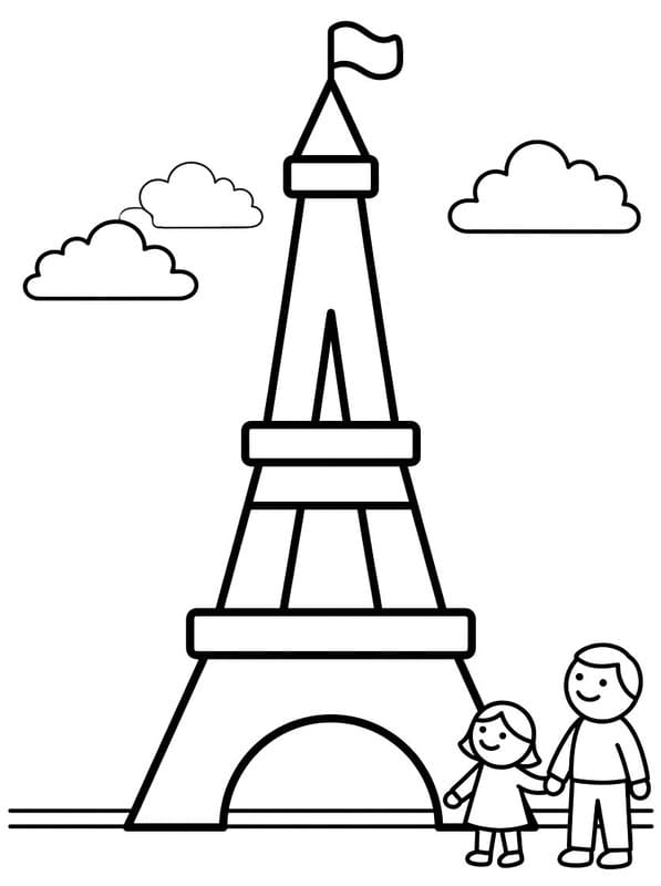 Nyomtatható Eiffel Torony és látogatók