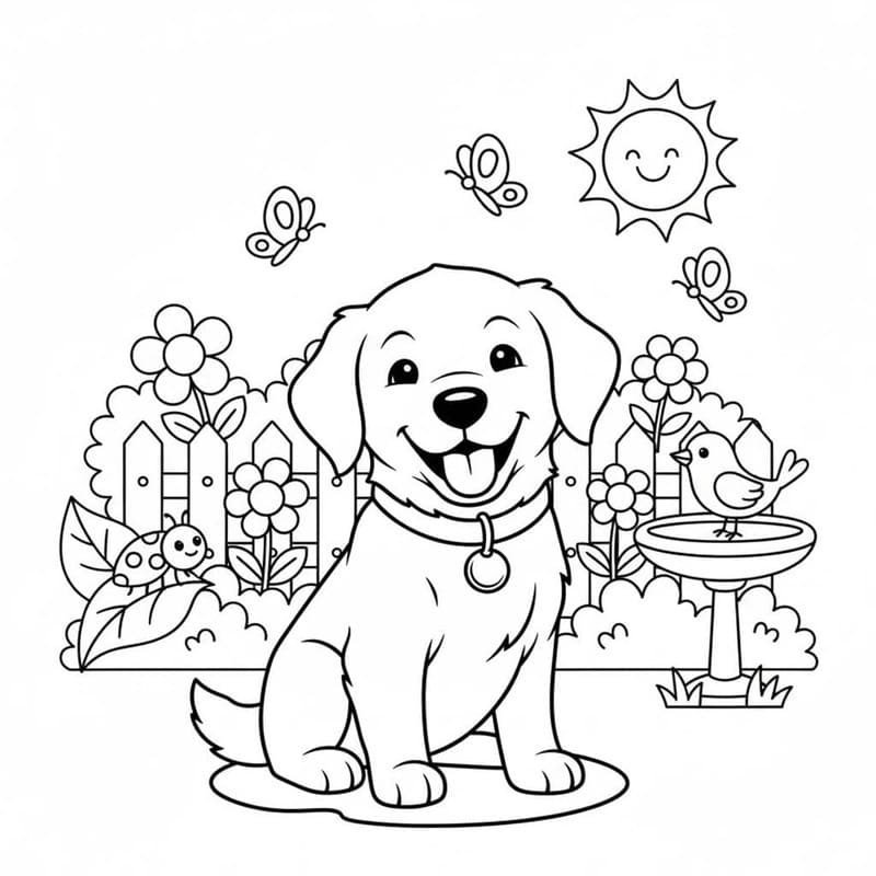 Döntetlen Golden Retriever nyomtatható alapvető