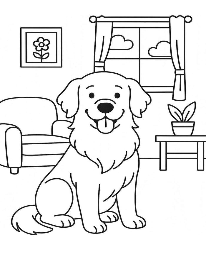 Döntetlen Golden Retriever nyomtatható gyerekeknek