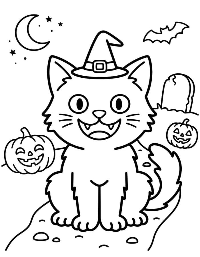Döntetlen Halloween Macska ingyenesen gyerekeknek