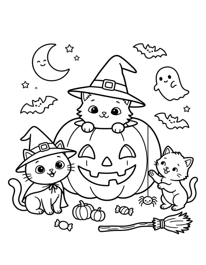Döntetlen Halloween Macska nyomtatható alapvető