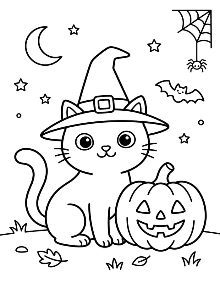 Döntetlen Halloween Macska nyomtatható