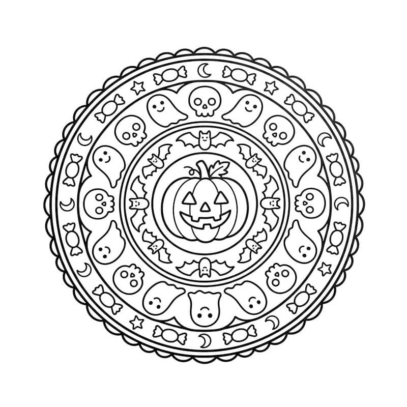Döntetlen Halloween Mandala egyszerű