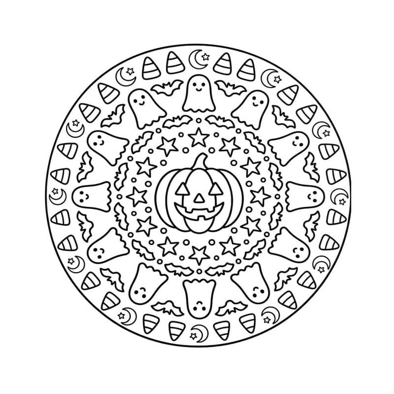 Döntetlen Halloween Mandala ingyenesen alapvető