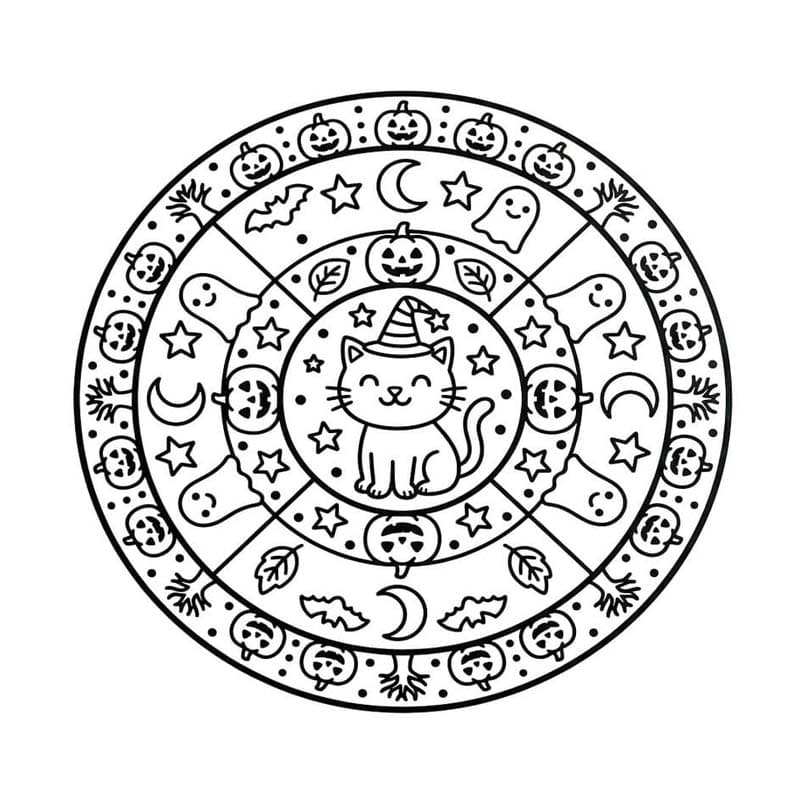 Döntetlen Halloween Mandala ingyenesen gyerekeknek