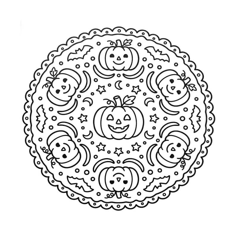 Döntetlen Halloween Mandala ingyenesen nyomtatható könnyen
