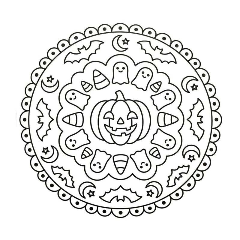 Döntetlen Halloween Mandala nyomtatható alapvető