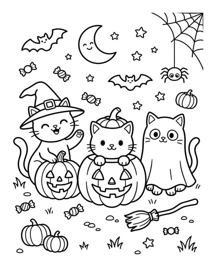 Halloween Macska ingyenesen nyomtatható alapvető
