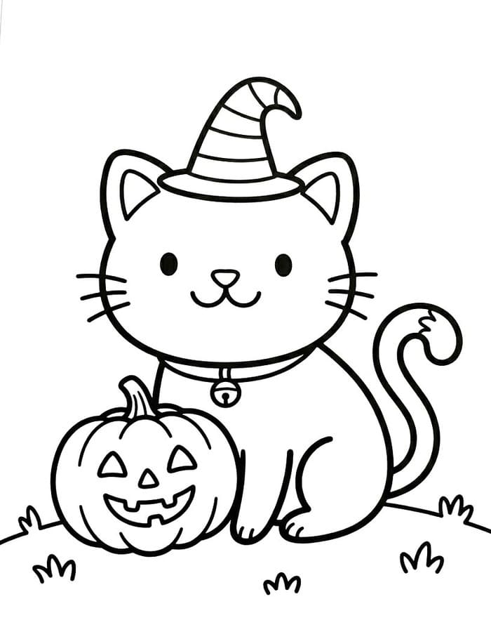Halloween Macska ingyenesen nyomtatható egyszerű