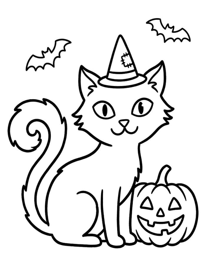 Halloween Macska ingyenesen nyomtatható gyerekeknek