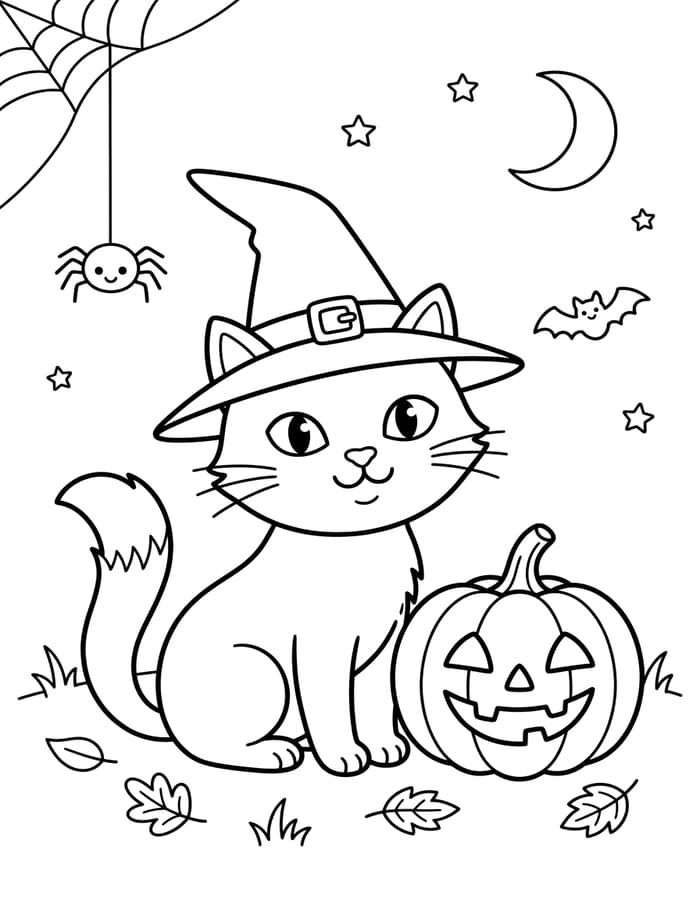Halloween Macska nyomtatható egyszerű